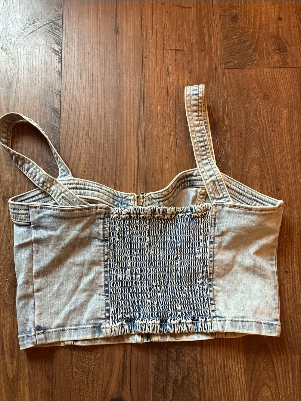wild fable Light Wash Denim Cropped Zip Tank - Picture 2 of 3